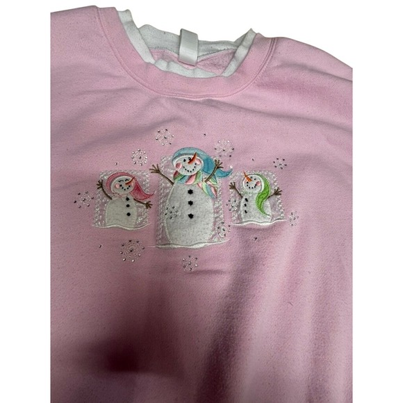 Decorated Originals Pink Snowman Graphic Crewneck Sweatshirt Womens XL Christmas - Picture 5 of 11